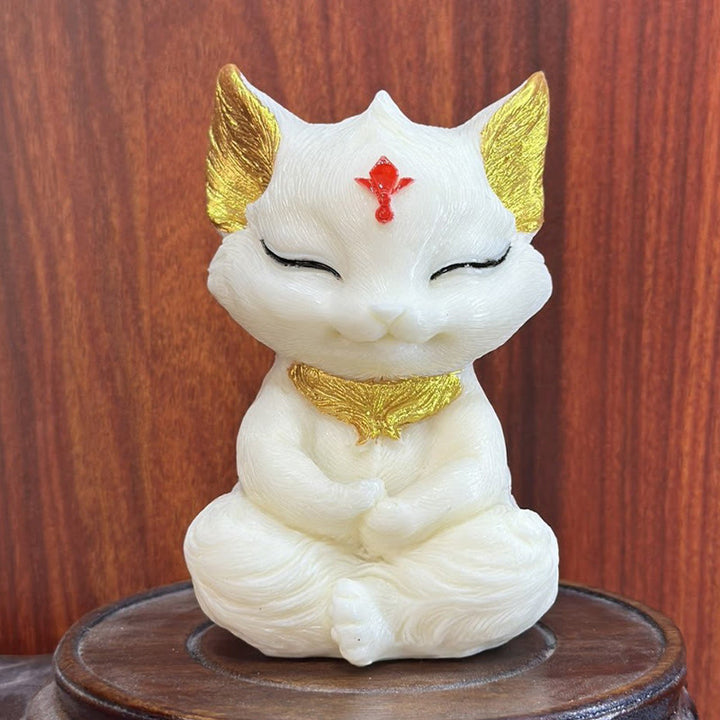 Buddha Stones, neunschwänziger Fuchs, geschnitzt, Elfenbein, Obst, Segen, Heimdekoration