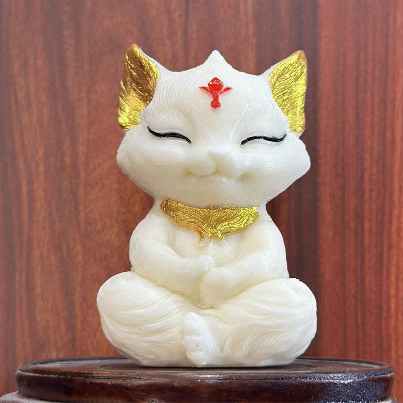 Buddha Stones, neunschwänziger Fuchs, geschnitzt, Elfenbein, Obst, Segen, Heimdekoration