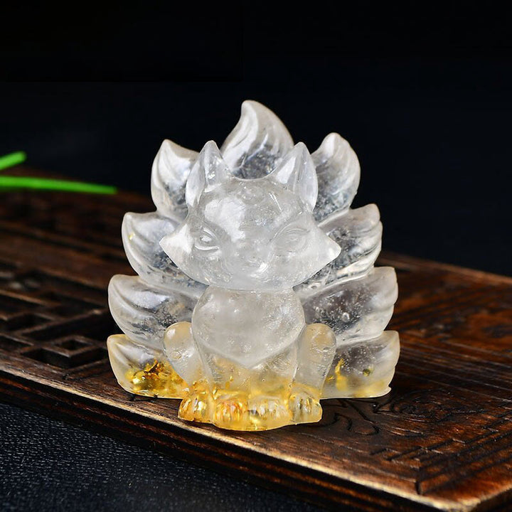 Buddha Stones, natürliche verschiedene Kristalle, Erdbeerquarz, Amethyst, neunschwänziger Fuchs, Schutz, Heimdekoration - Weißer Kristall, 5,5 x 4,5 x 5,5 cm - image 5
