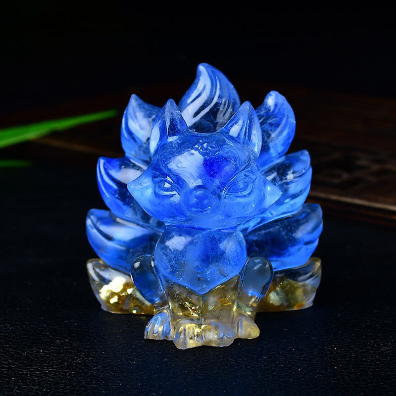 Buddha Stones, natürliche verschiedene Kristalle, Erdbeerquarz, Amethyst, neunschwänziger Fuchs, Schutz, Heimdekoration - Blauer Stein, 5,5 x 4,5 x 5,5 cm - image 38