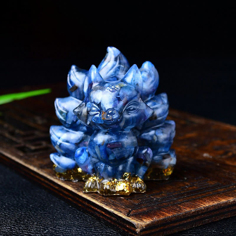 Buddha Stones, natürliche verschiedene Kristalle, Erdbeerquarz, Amethyst, neunschwänziger Fuchs, Schutz, Heimdekoration - Kyanit 5,5 x 4,5 x 5,5 cm - image 42