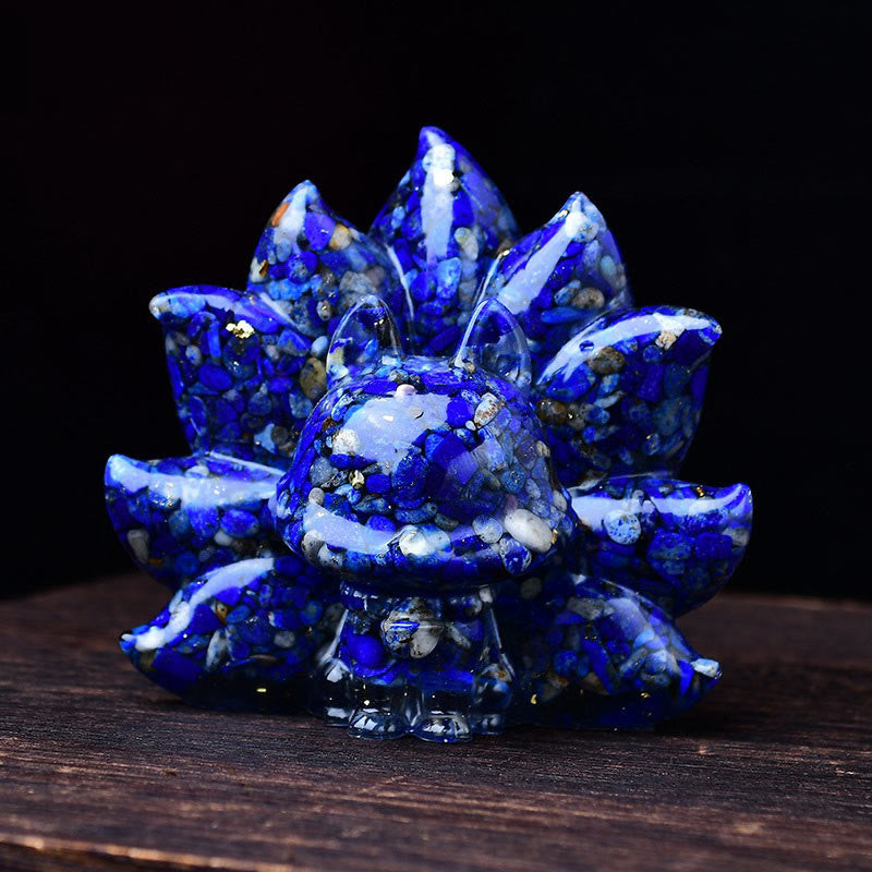 Buddha Stones, klein, verschiedene Steine, rosa Kristall, Citrin, Amethyst, neunschwänziger Fuchs, Wärme, Heimdekoration