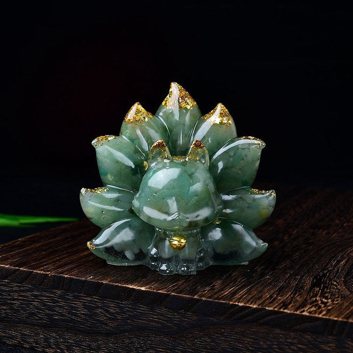 Buddha Stones, klein, verschiedene Steine, rosa Kristall, Citrin, Amethyst, neunschwänziger Fuchs, Wärme, Heimdekoration