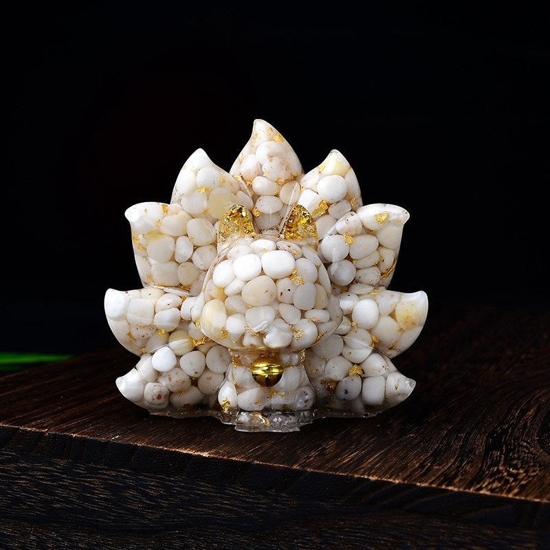 Buddha Stones, klein, verschiedene Steine, rosa Kristall, Citrin, Amethyst, neunschwänziger Fuchs, Wärme, Heimdekoration - Weiße Muschel, 8,8 x 6,9 x 8 cm - image 26