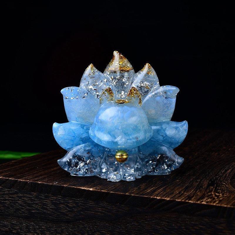 Buddha Stones, klein, verschiedene Steine, rosa Kristall, Citrin, Amethyst, neunschwänziger Fuchs, Wärme, Heimdekoration - Aquamarin + Opal 8,8 x 6,9 x 8 cm - image 28