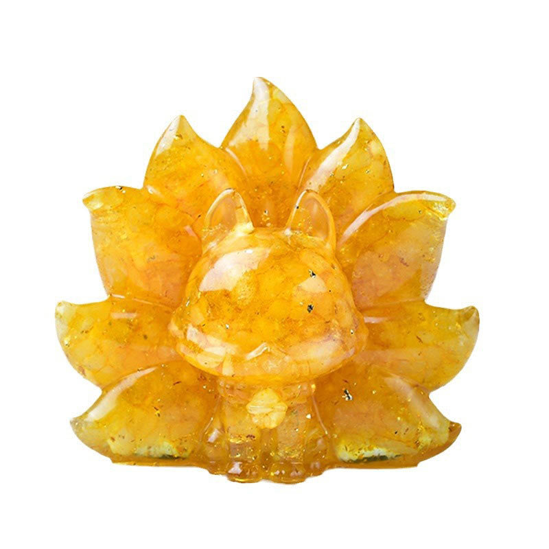 Buddha Stones, klein, verschiedene Steine, rosa Kristall, Citrin, Amethyst, neunschwänziger Fuchs, Wärme, Heimdekoration