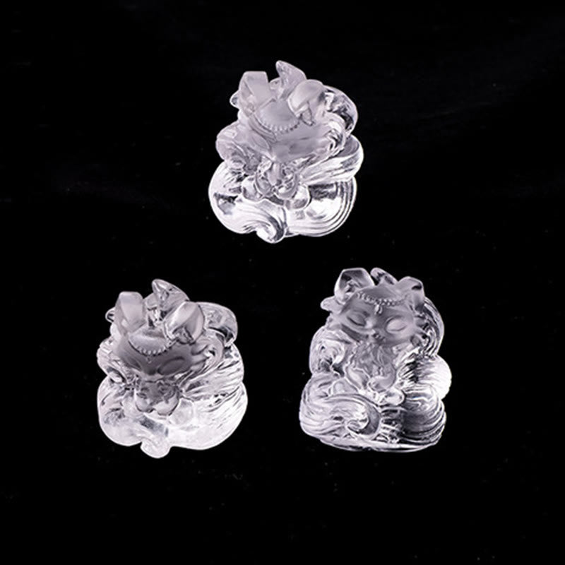 Buddha Stones, natürlicher weißer Kristall, Mini, kleiner neunschwänziger Fuchs, geschnitzt, Heilung, Heimdekoration - image 8