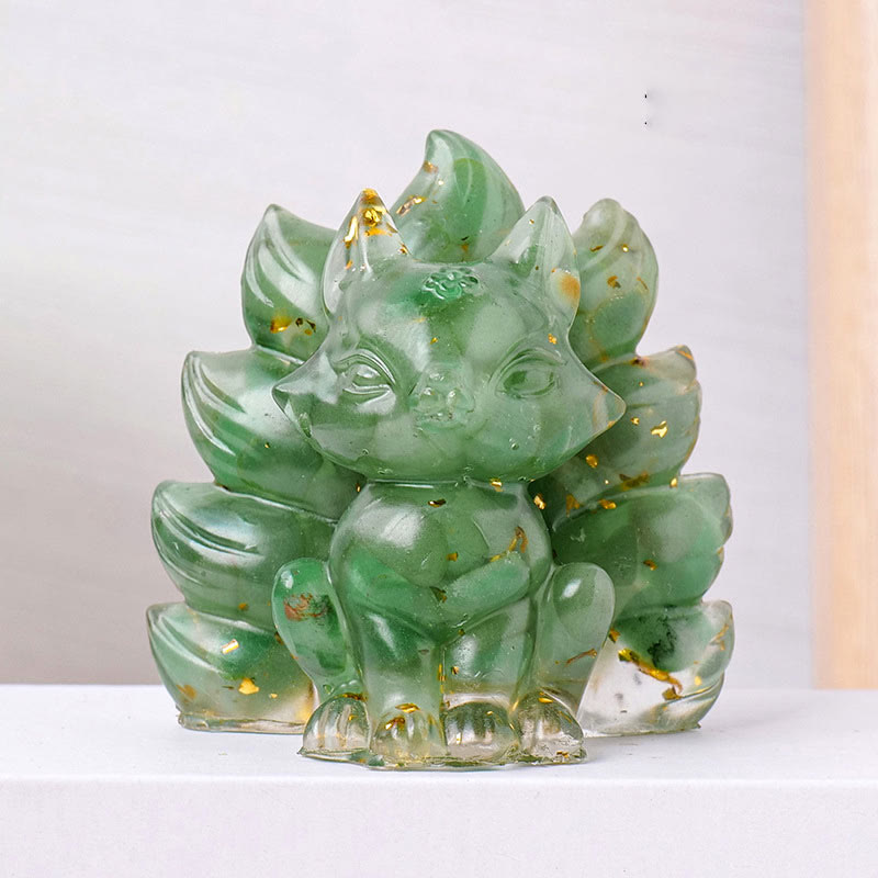 Buddha Stones, klein, verschiedene Steine, Erdbeerquarz, Amethyst, grüner Aventurin, neunschwänziger Fuchs, Heilung, Heimdekoration