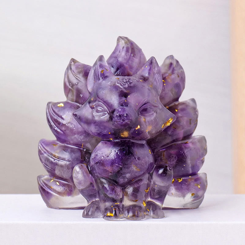 Buddha Stones, klein, verschiedene Steine, Erdbeerquarz, Amethyst, grüner Aventurin, neunschwänziger Fuchs, Heilung, Heimdekoration