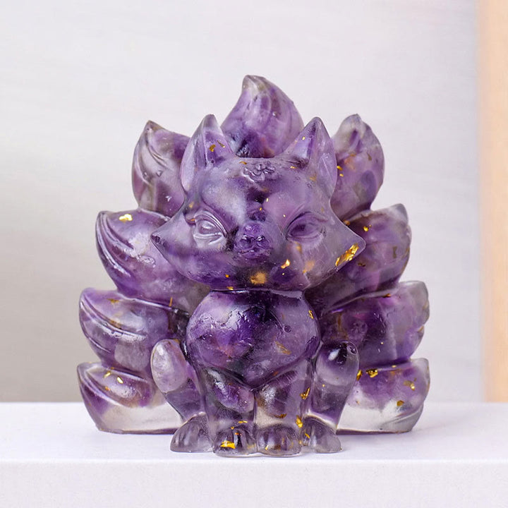 Buddha Stones, klein, verschiedene Steine, Erdbeerquarz, Amethyst, grüner Aventurin, neunschwänziger Fuchs, Heilung, Heimdekoration