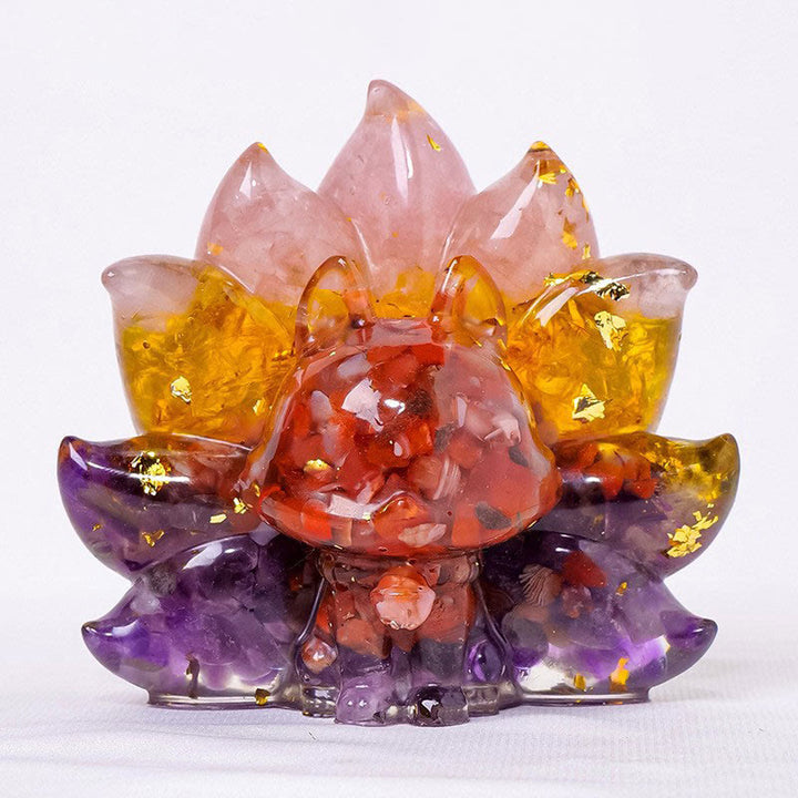 Buddha Stones, klein, verschiedene Steine, Erdbeerquarz, Amethyst, grüner Aventurin, neunschwänziger Fuchs, Heilung, Heimdekoration
