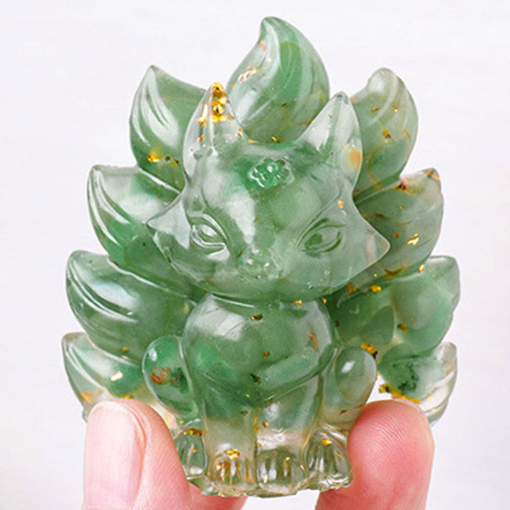 Buddha Stones, klein, verschiedene Steine, Erdbeerquarz, Amethyst, grüner Aventurin, neunschwänziger Fuchs, Heilung, Heimdekoration