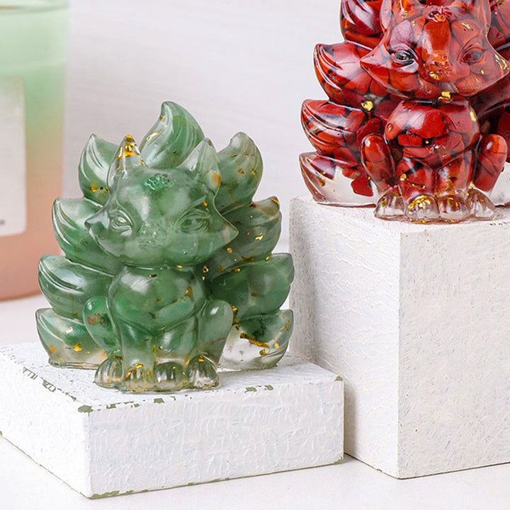 Buddha Stones, klein, verschiedene Steine, Erdbeerquarz, Amethyst, grüner Aventurin, neunschwänziger Fuchs, Heilung, Heimdekoration