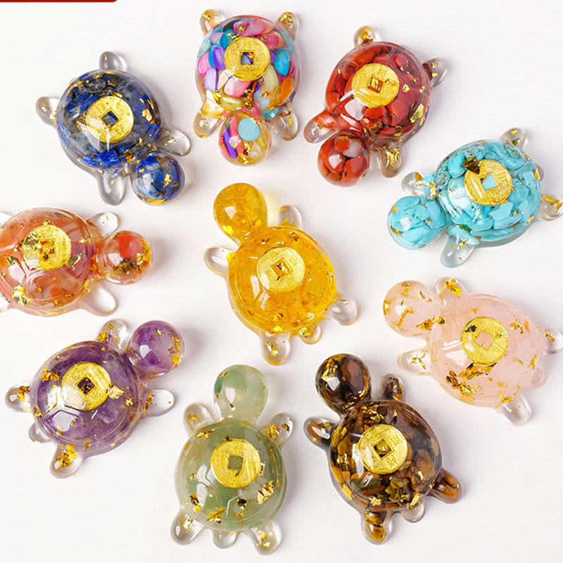 Buddha Stones, klein, verschiedene Kristalle, grüner Aventurin, Amethyst, Schildkröte, Kupfermünzen, Glück, Heimdekoration - image 0