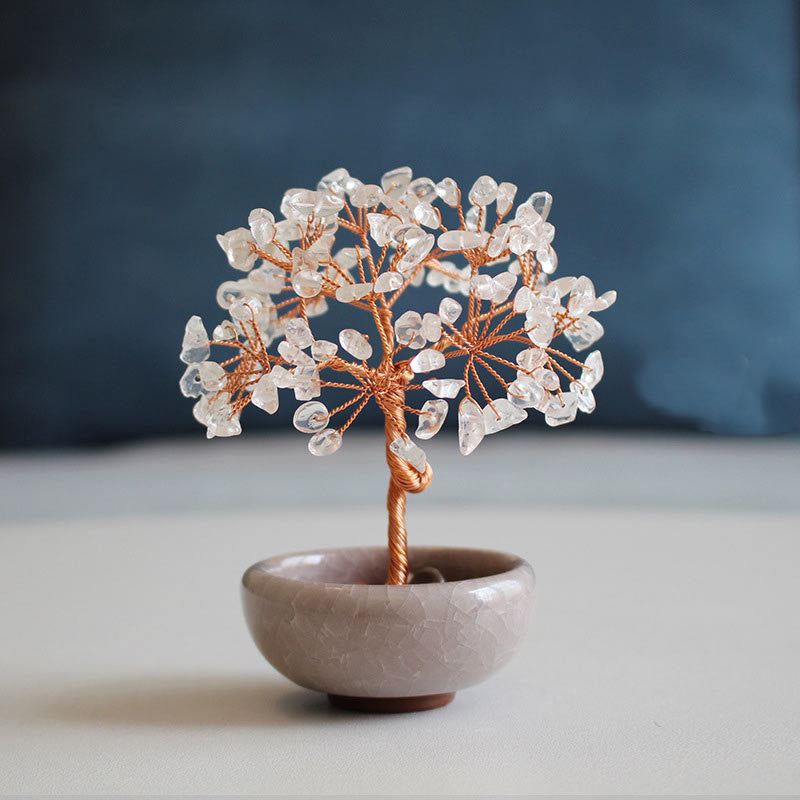 Buddha Stones, verschiedene Kristalle, Citrin, Amethyst, Aventurin, Baum, Wohlstand, Heimdekoration - Weißes Kristallglas, 6-7 x 10 cm - Geschenkbox - image 8