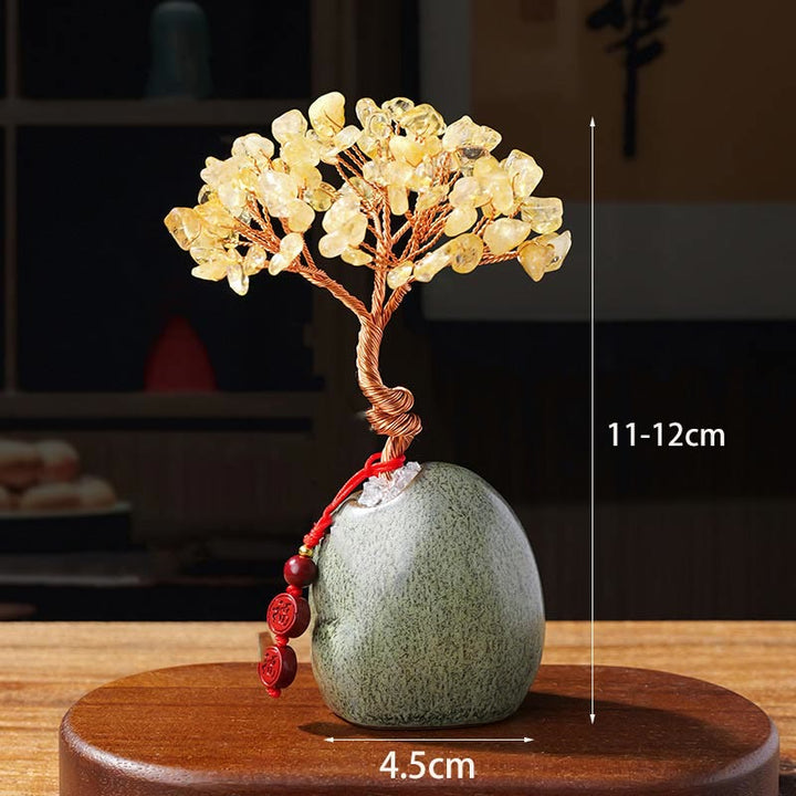 Buddha Stones , Citrin, Amethyst, Aventurin, Kristallbaum, Keramiksockel, Wohlstand, Heimdekoration - image 1