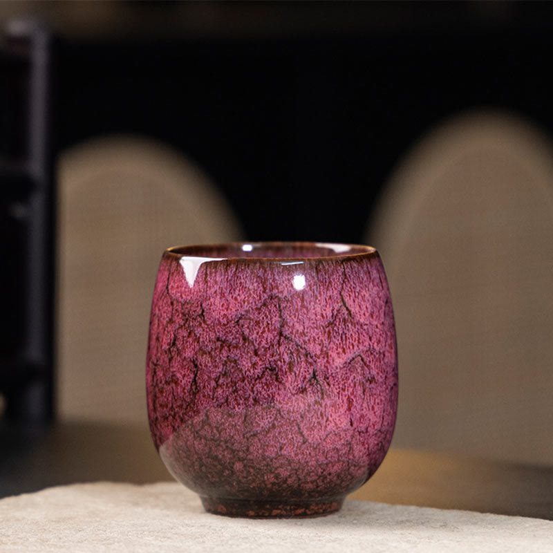 Buddha Stones Handgefertigte kleine chinesische Jianzhan-Ofen-Wechsel-Keramik-Teetasse, Kung-Fu-Teetasse, 150 ml