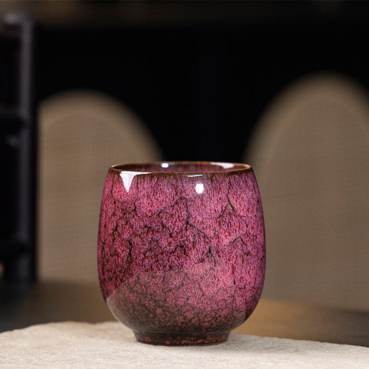 Buddha Stones Handgefertigte kleine chinesische Jianzhan-Ofen-Wechsel-Keramik-Teetasse, Kung-Fu-Teetasse, 150 ml