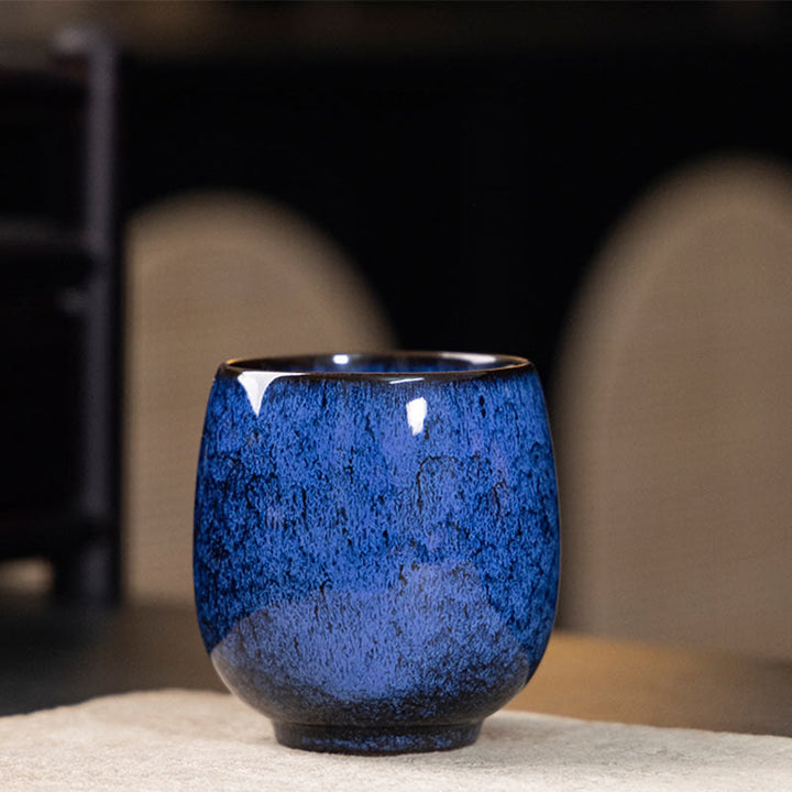 Buddha Stones Handgefertigte kleine chinesische Jianzhan-Ofen-Wechsel-Keramik-Teetasse, Kung-Fu-Teetasse, 150 ml