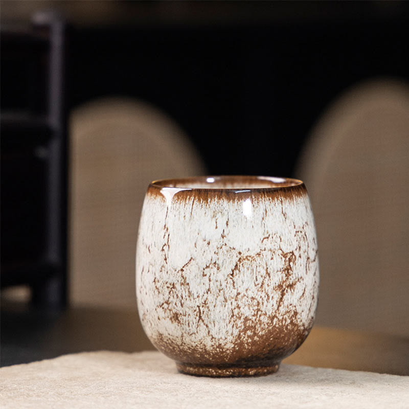 Buddha Stones Handgefertigte kleine chinesische Jianzhan-Ofen-Wechsel-Keramik-Teetasse, Kung-Fu-Teetasse, 150 ml
