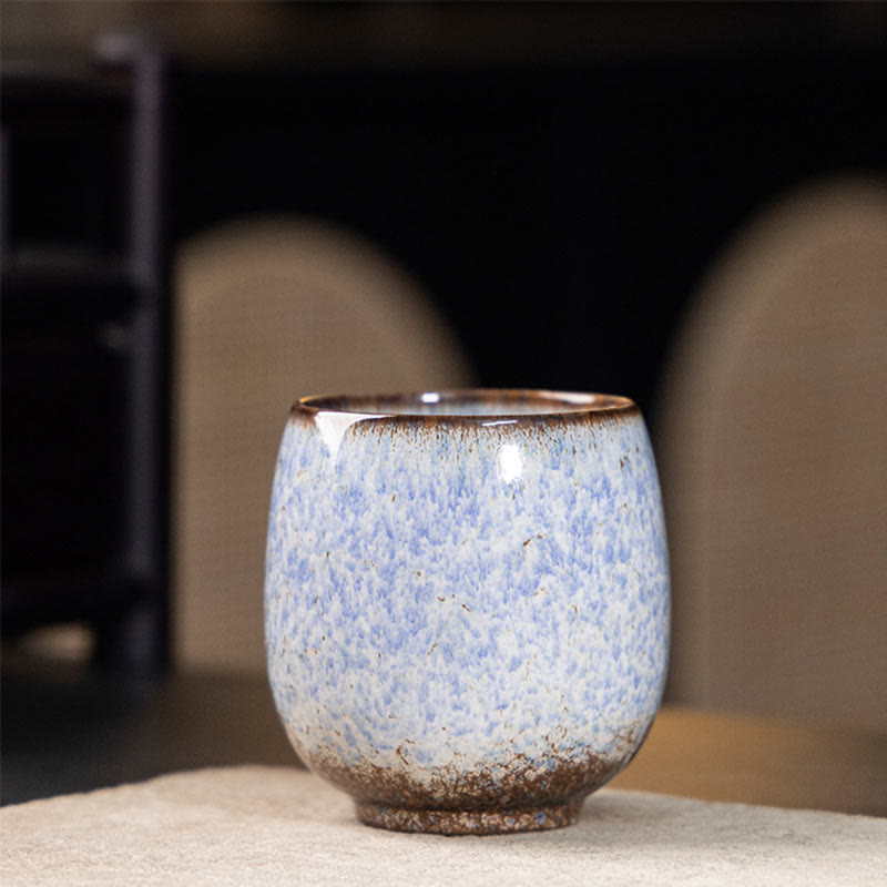 Buddha Stones Handgefertigte kleine chinesische Jianzhan-Ofen-Wechsel-Keramik-Teetasse, Kung-Fu-Teetasse, 150 ml