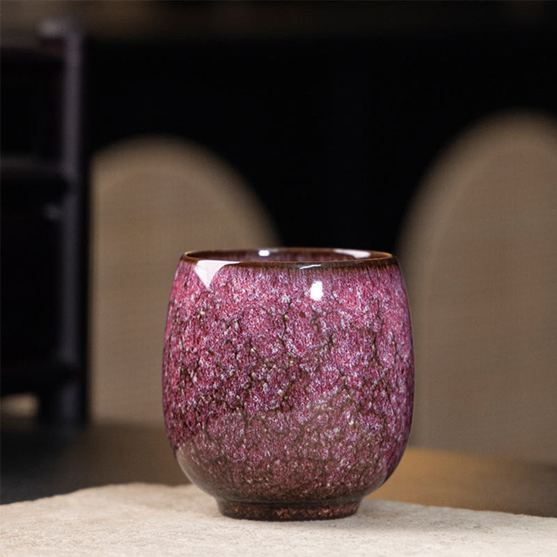 Buddha Stones Handgefertigte kleine chinesische Jianzhan-Ofen-Wechsel-Keramik-Teetasse, Kung-Fu-Teetasse, 150 ml