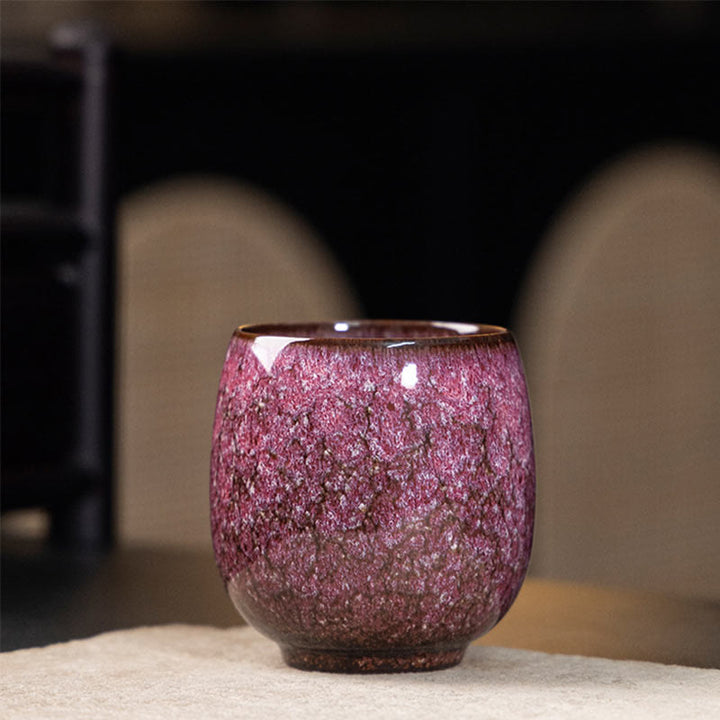 Buddha Stones Handgefertigte kleine chinesische Jianzhan-Ofen-Wechsel-Keramik-Teetasse, Kung-Fu-Teetasse, 150 ml