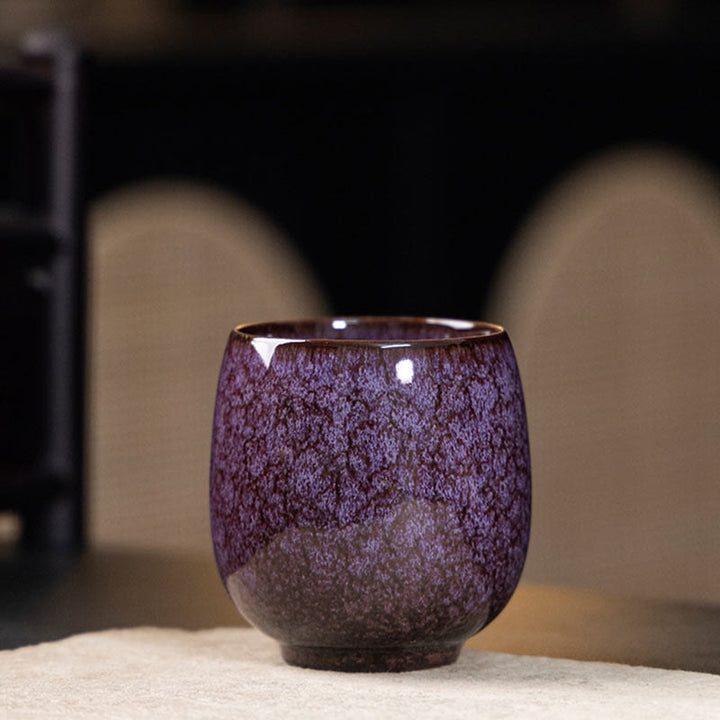 Buddha Stones Handgefertigte kleine chinesische Jianzhan-Ofen-Wechsel-Keramik-Teetasse, Kung-Fu-Teetasse, 150 ml