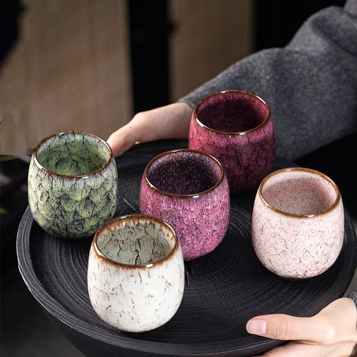 Buddha Stones Handgefertigte kleine chinesische Jianzhan-Ofen-Wechsel-Keramik-Teetasse, Kung-Fu-Teetasse, 150 ml