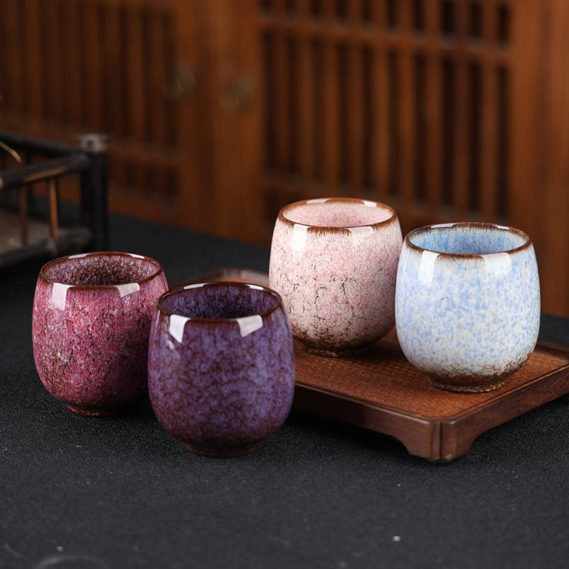 Buddha Stones Handgefertigte kleine chinesische Jianzhan-Ofen-Wechsel-Keramik-Teetasse, Kung-Fu-Teetasse, 150 ml