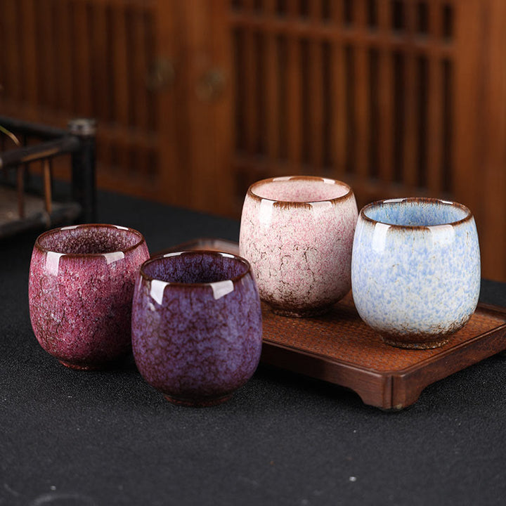 Buddha Stones Handgefertigte kleine chinesische Jianzhan-Ofen-Wechsel-Keramik-Teetasse, Kung-Fu-Teetasse, 150 ml
