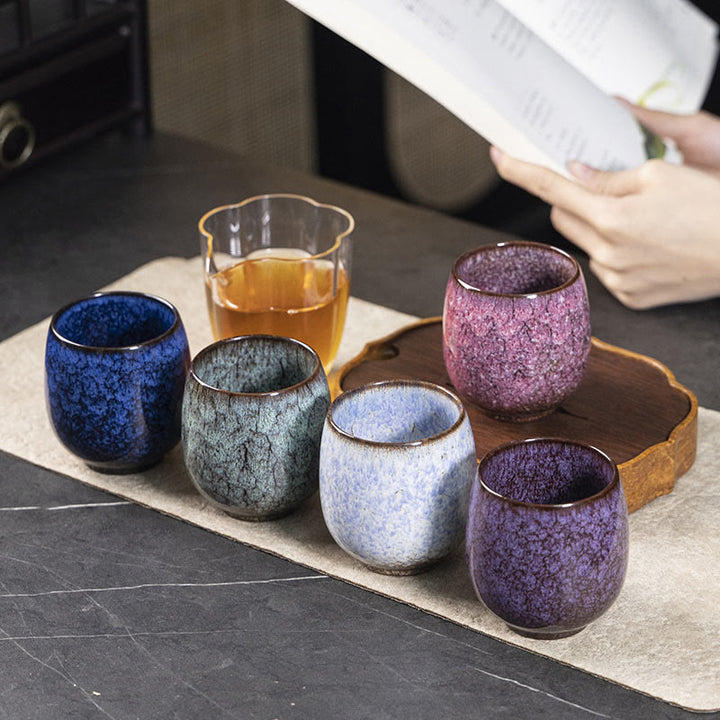 Buddha Stones Handgefertigte kleine chinesische Jianzhan-Ofen-Wechsel-Keramik-Teetasse, Kung-Fu-Teetasse, 150 ml