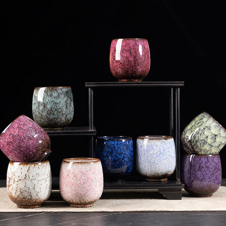 Buddha Stones Handgefertigte kleine chinesische Jianzhan-Ofen-Wechsel-Keramik-Teetasse, Kung-Fu-Teetasse, 150 ml