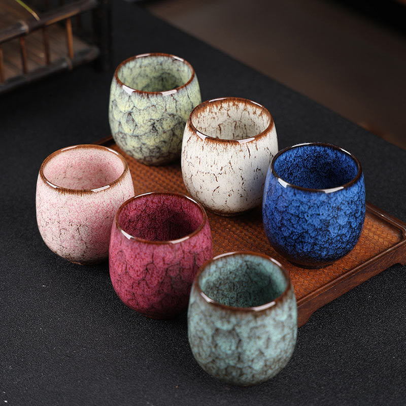 Buddha Stones Handgefertigte kleine chinesische Jianzhan-Ofen-Wechsel-Keramik-Teetasse, Kung-Fu-Teetasse, 150 ml