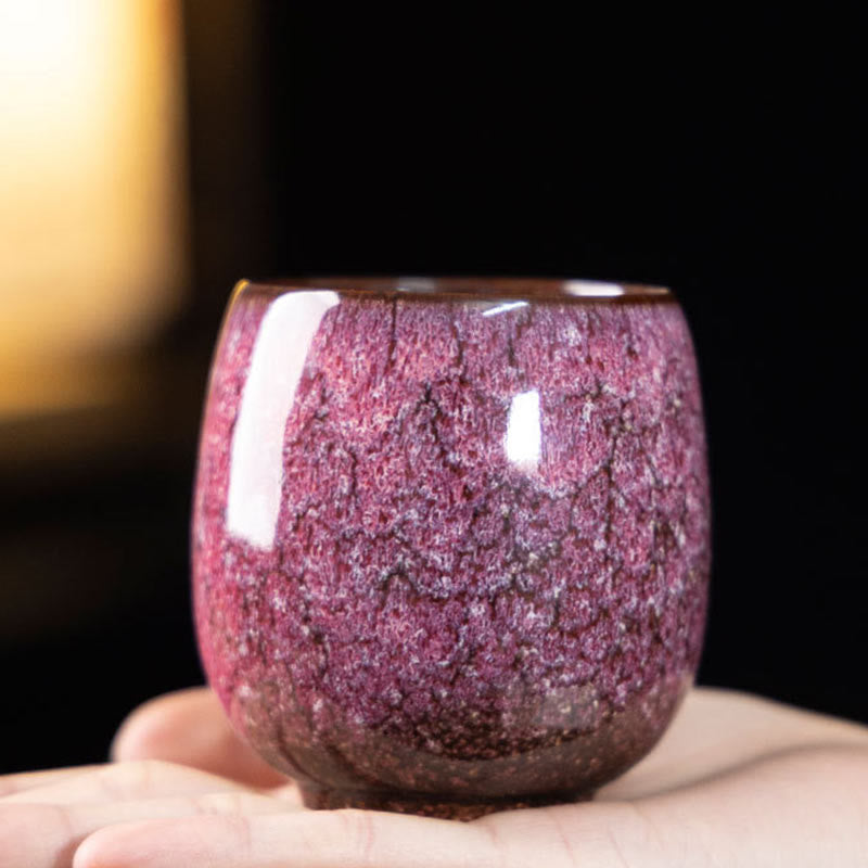 Buddha Stones Handgefertigte kleine chinesische Jianzhan-Ofen-Wechsel-Keramik-Teetasse, Kung-Fu-Teetasse, 150 ml
