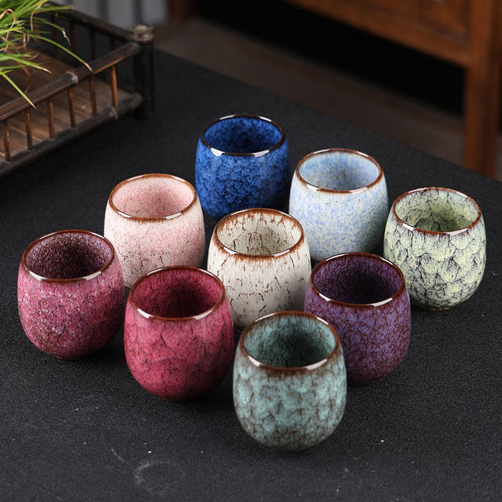 Buddha Stones Handgefertigte kleine chinesische Jianzhan-Ofen-Wechsel-Keramik-Teetasse, Kung-Fu-Teetasse, 150 ml
