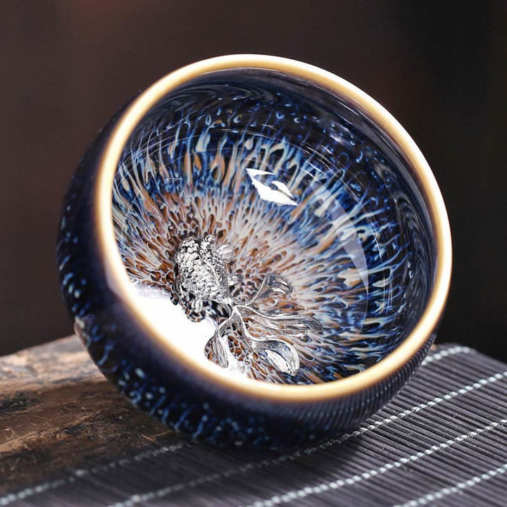 Buddha Stones, handgefertigt, chinesischer Jianzhan, Koi-Fisch, Lotus, Drache, Phönix, 12 chinesische Sternzeichen, Keramik-Teetasse, Kung-Fu-Teetasse, 70 ml