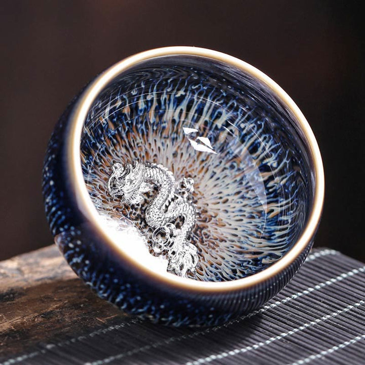 Buddha Stones, handgefertigt, chinesischer Jianzhan, Koi-Fisch, Lotus, Drache, Phönix, 12 chinesische Sternzeichen, Keramik-Teetasse, Kung-Fu-Teetasse, 70 ml