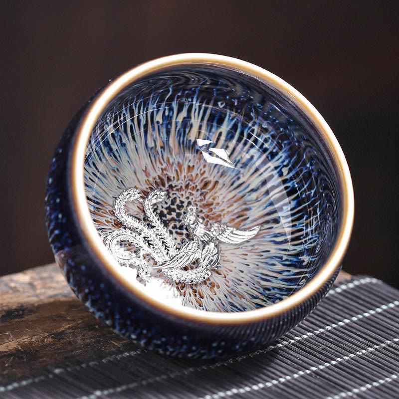 Buddha Stones, handgefertigt, chinesischer Jianzhan, Koi-Fisch, Lotus, Drache, Phönix, 12 chinesische Sternzeichen, Keramik-Teetasse, Kung-Fu-Teetasse, 70 ml