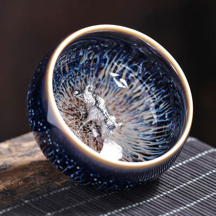 Buddha Stones, handgefertigt, chinesischer Jianzhan, Koi-Fisch, Lotus, Drache, Phönix, 12 chinesische Sternzeichen, Keramik-Teetasse, Kung-Fu-Teetasse, 70 ml