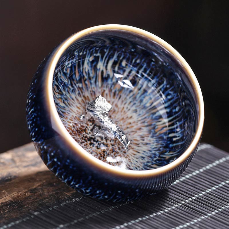 Buddha Stones, handgefertigt, chinesischer Jianzhan, Koi-Fisch, Lotus, Drache, Phönix, 12 chinesische Sternzeichen, Keramik-Teetasse, Kung-Fu-Teetasse, 70 ml