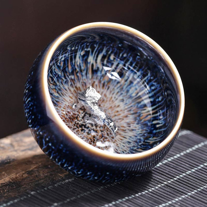 Buddha Stones, handgefertigt, chinesischer Jianzhan, Koi-Fisch, Lotus, Drache, Phönix, 12 chinesische Sternzeichen, Keramik-Teetasse, Kung-Fu-Teetasse, 70 ml