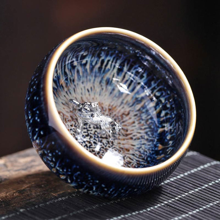 Buddha Stones, handgefertigt, chinesischer Jianzhan, Koi-Fisch, Lotus, Drache, Phönix, 12 chinesische Sternzeichen, Keramik-Teetasse, Kung-Fu-Teetasse, 70 ml