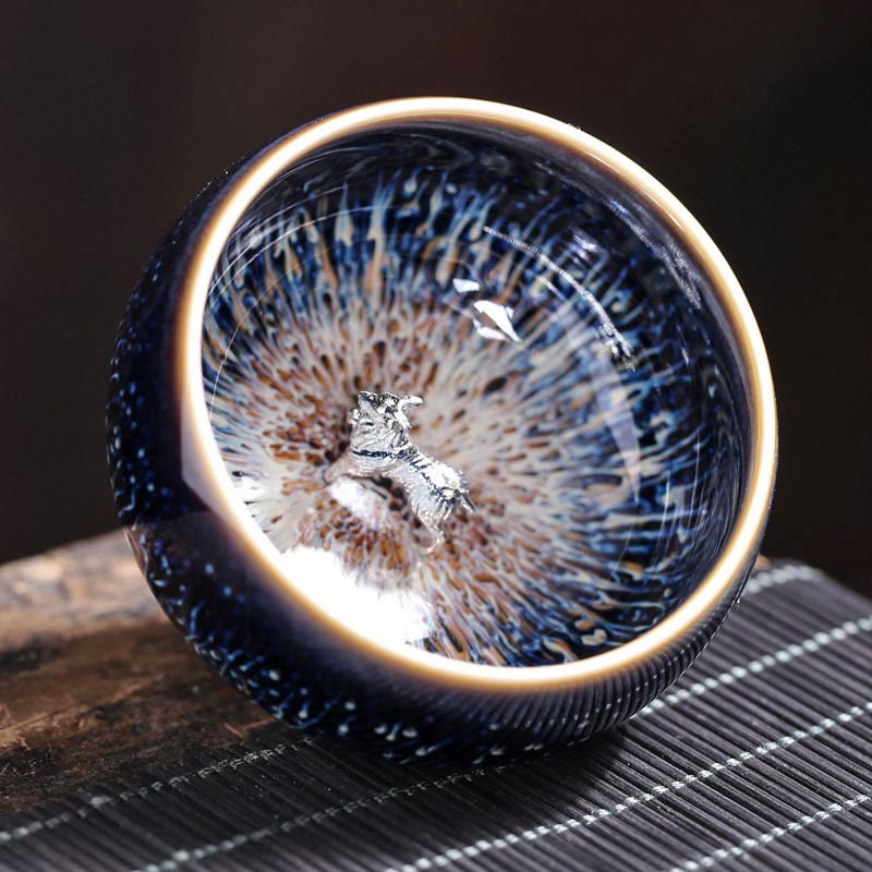 Buddha Stones, handgefertigt, chinesischer Jianzhan, Koi-Fisch, Lotus, Drache, Phönix, 12 chinesische Sternzeichen, Keramik-Teetasse, Kung-Fu-Teetasse, 70 ml