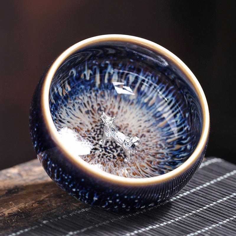 Buddha Stones, handgefertigt, chinesischer Jianzhan, Koi-Fisch, Lotus, Drache, Phönix, 12 chinesische Sternzeichen, Keramik-Teetasse, Kung-Fu-Teetasse, 70 ml