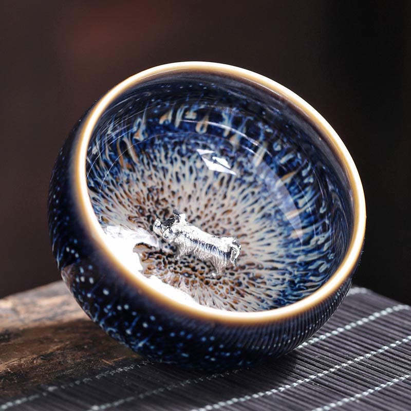 Buddha Stones, handgefertigt, chinesischer Jianzhan, Koi-Fisch, Lotus, Drache, Phönix, 12 chinesische Sternzeichen, Keramik-Teetasse, Kung-Fu-Teetasse, 70 ml
