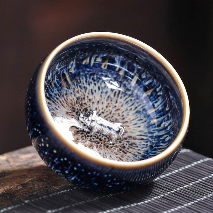 Buddha Stones, handgefertigt, chinesischer Jianzhan, Koi-Fisch, Lotus, Drache, Phönix, 12 chinesische Sternzeichen, Keramik-Teetasse, Kung-Fu-Teetasse, 70 ml