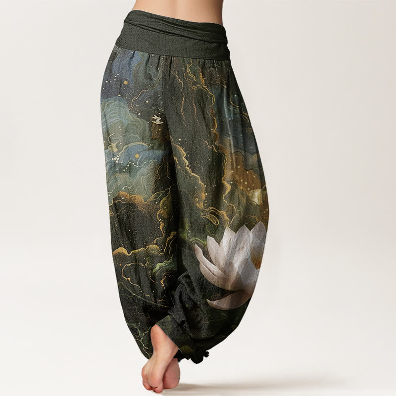Buddha Stones Casual Lotus Sternenhimmel Wolken Muster Damen Haremshose mit elastischer Taille - image 7