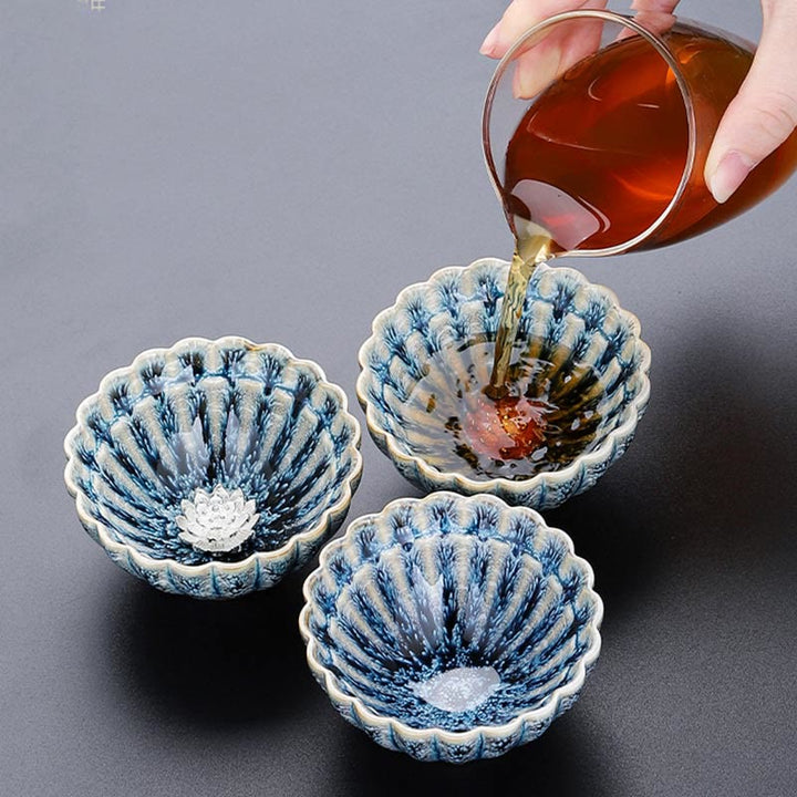 Buddha Stones Handgemachte kleine chinesische Jianzhan Lotus Keramik Teetasse Kung Fu Teetasse 80ml