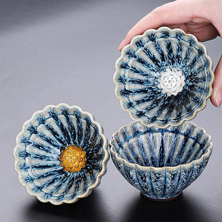 Buddha Stones Handgemachte kleine chinesische Jianzhan Lotus Keramik Teetasse Kung Fu Teetasse 80ml